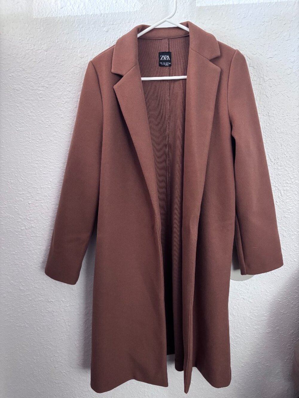 Zara Camel Longline Straight Trench Blazer M Preppy Chic Layering